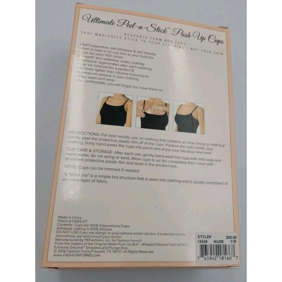 Fashion Forms Women's Ultimate Peel Sticks Push Up Cups, Nude, C/D NEW IN Box - Picture 4 of 8